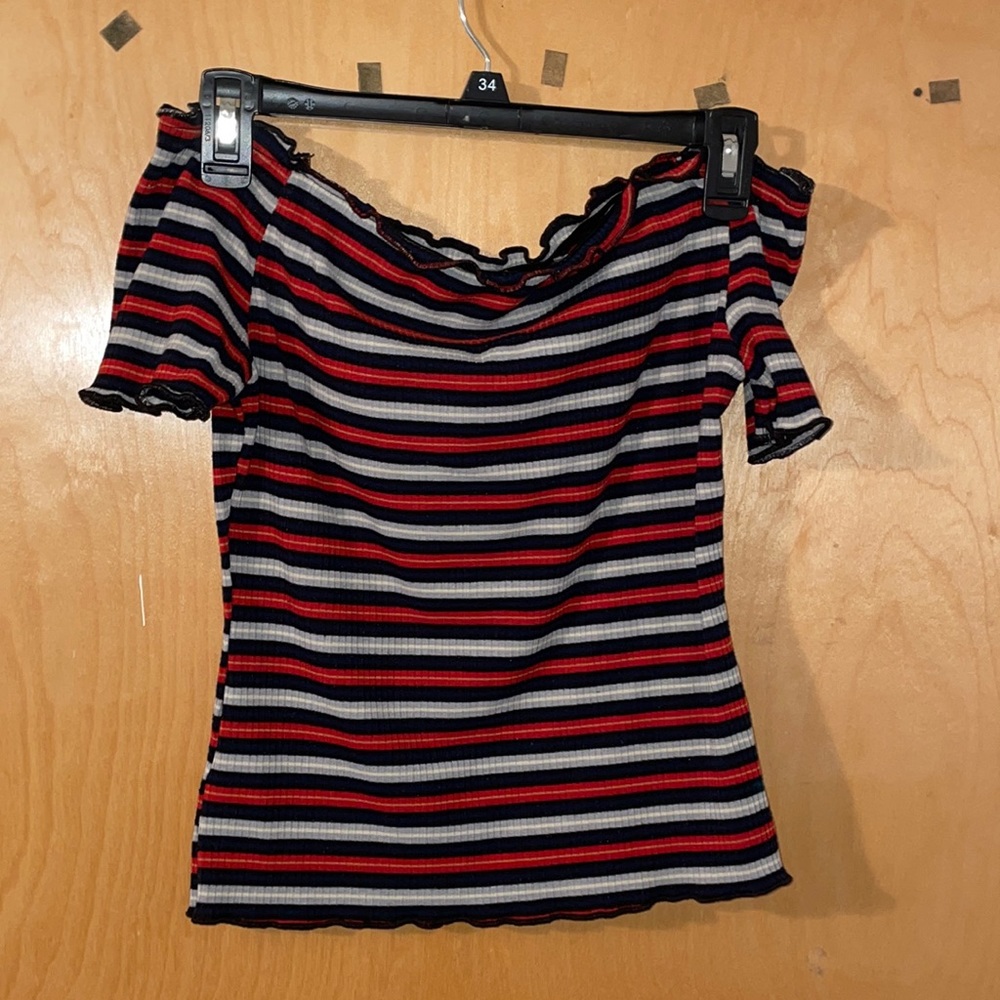 Striped off the shoulder crop top